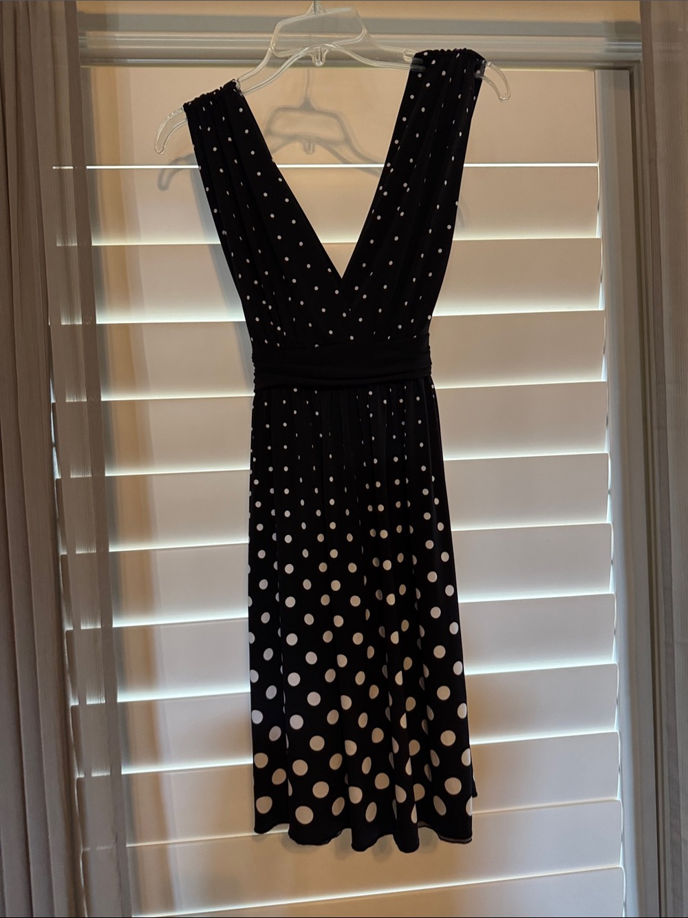 Love Tease Black and White Polka Dot V-Neck Midi Dress